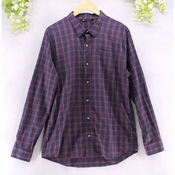 Travis Mathew Other - Travis Mathew Mens Long Sleeve Button Down Purple Blue Plaid Shirt Stretch Sz XL